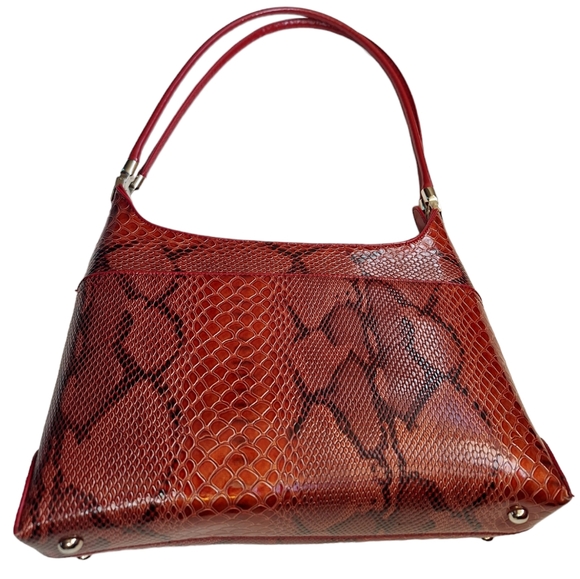 Vintage Red Faux Snakeskin Shoulder Bag - Picture 3 of 8
